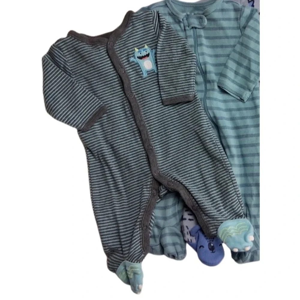 Carter's Baby Boy 3 Mos Outfit Sleeper Lot 4pc‎ Bear Plaid Sherpa Jumpsuit